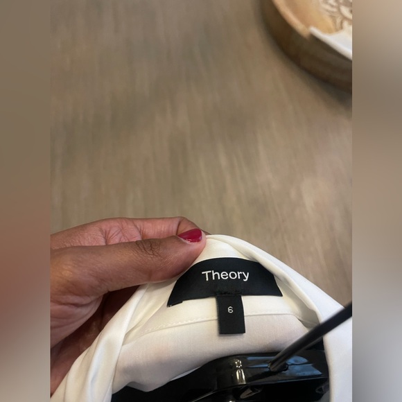 Theory white poplin dress with belt - Picture 4 of 8